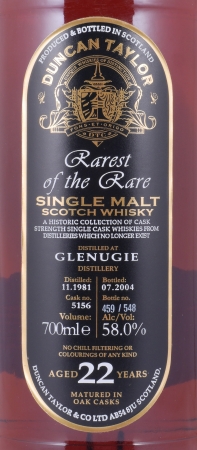 Glenugie 1981 22 Years Sherry Cask No. 5156 Duncan Taylor Rarest of the Rare Highland Single Malt Scotch Whisky 58,0%