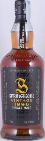 Springbank 1996 13 Years Fino Sherry Cask No. 264 Campbeltown Single Malt Scotch Whisky Cask Strength 57.1%