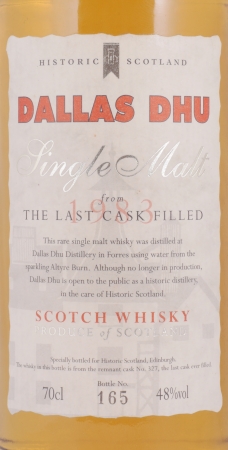 Dallas Dhu 1983 The Last Cask Filled Remnant Oak Cask No. 327 Historic Collection Speyside Single Malt Scotch Whisky 48.0%