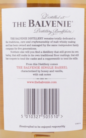 Balvenie 1995 15 Years Oak Cask No. 9369 Single Barrel Highland Single Malt Scotch Whisky 47.8%
