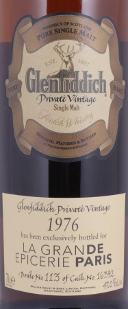 Glenfiddich 1976 30 Years Sherry Oak Cask No. 16392 La Grande Epicerie Paris Speyside Single Malt Scotch Whisky 47.0%