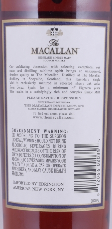 Macallan 1997 18 Years Sherry Oak Highland Single Malt Scotch Whisky 750ml Edrington Americas NY 43,0%