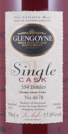 Glengoyne 1971 26 Years Spanish Sherry Oak Cask No. 4678 Highland Single Malt Scotch Whisky 57,0%