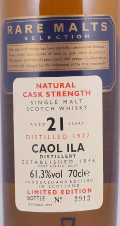 Caol Ila 1977 21 Years Diageo Rare Malts Selection Limited Edition Islay Single Malt Scotch Whisky Cask Strength 61.3%