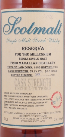 Macallan 1988 12 Years Oloroso Sherry Butt Scotmalt Reserva for the Millennium Highland Single Malt Scotch Whisky 55,1%