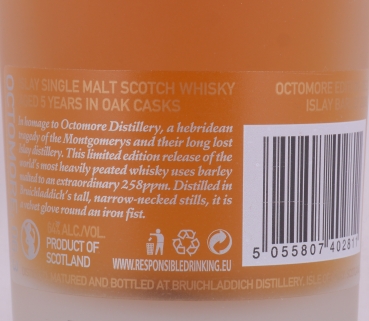 Bruichladdich Octomore 06.3 5 Years 2009 Limited Edition Islay Barley-Lorgba Field Islay Single Malt Scotch Whisky 64.0%