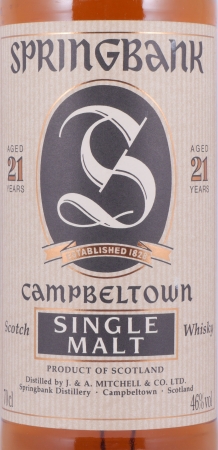 Springbank 21 Years Limited 2000 Edition Campbeltown Single Malt Scotch Whisky 46.0%