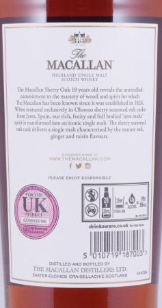 Macallan 18 Years Sherry Oak Casks Annual 2018 Release Highland Single Malt Scotch Whisky 43,0%