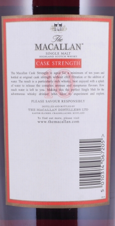 Macallan 10 Years Cask Strength Sherry Oak Highland Single Malt Scotch Whisky 57,8% 1,0 Liter