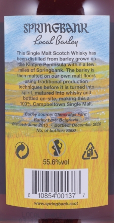 Springbank 2010 10 Years Local Barley Release 2020 Oloroso Sherry Casks Campbeltown Single Malt Scotch Whisky 55,6%