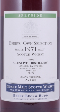 Glenlivet 1971 32 Years Sherry Cask No. 6448 Berrys Own Selection Speyside Single Malt Scotch Whisky 55,0%