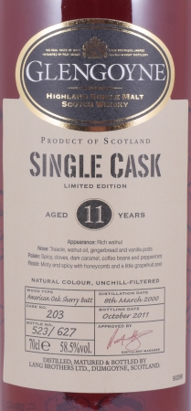 Glengoyne 2000 11 Years American Oak Sherry Butt Cask No. 203 Highland Single Malt Scotch Whisky 58,5%