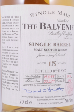 Balvenie 1979 15 Years Traditional Oak Cask No. 2436 Single Barrel Highland Single Malt Scotch Whisky 50.4%