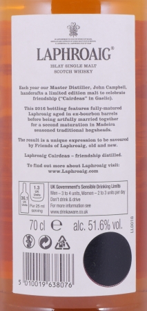 Laphroaig Cairdeas Madeira Cask Feis Ile 2016 Limited Edition Islay Single Malt Scotch Whisky Cask Strength 51,6%