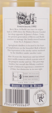 Springbank 1992 17 Years American Oak Cask No. 71 Berrys Own Selection Campbeltown Single Malt Scotch Whisky 46.0%