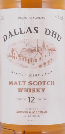Dallas Dhu 12 Years Oak Casks Gordon und MacPhail Distillery Label Gold Screw Cap Speyside Single Malt Scotch Whisky 40,0%