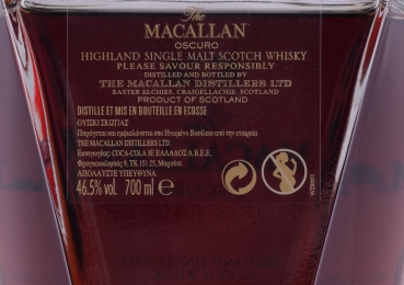 Macallan Oscuro Decanter Master Series The 1824 Collection Oloroso Sherry Oak Casks Highland Single Malt Scotch Whisky 46.5%