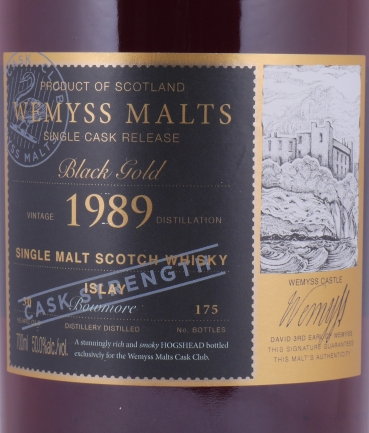 Bowmore 1989 30 Years Sherry Hogshead Wemyss Black Gold Limited Single Cask Islay Single Malt Scotch Whisky 50,0%