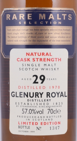 Glenury Royal 1970 29 Years Diageo Rare Malts Selection Limited Edition Highland Single Malt Scotch Whisky Cask Strength 57,0%