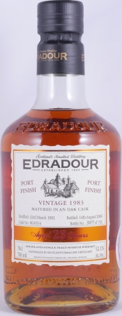 Edradour 1983 23 Years Fresh Port Pipe Finish Cask No. 06/554 Highland Single Malt Scotch Whisky Cask Strength 52,1%