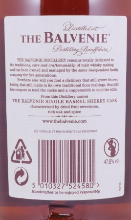 Balvenie 2002 15 Years Single Barrel European Oak Sherry Butt Cask No. 2058 Highland Single Malt Scotch Whisky 47,8%