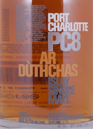 Bruichladdich Port Charlotte PC8 2001 8 Years Ar Dùthchas American Oak Casks Islay Single Malt Scotch Whisky 60.5%