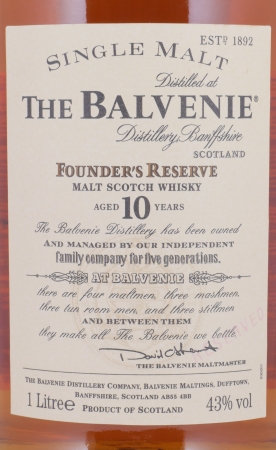 Balvenie 10 Years Founders Reserve Highland Single Malt Scotch Whisky 43,0% 1,0 L