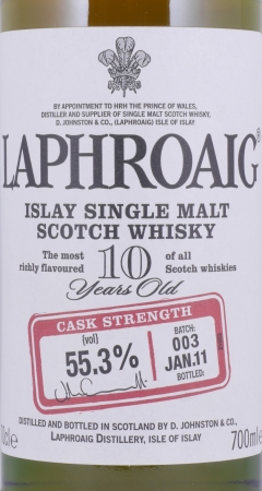 Laphroaig 10 Years Cask Strength Batch 003 Limited Release 2011 Islay Single Malt Scotch Whisky 55.3%