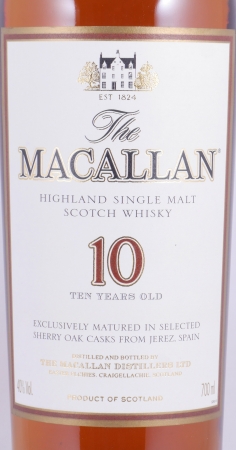 Macallan 10 Years Sherry Oak Casks Highland Single Malt Scotch Whisky 40,0%
