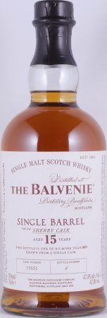 Balvenie 2005 15 Years Single Barrel European Oak Sherry Butt Cask No. 15651 Highland Single Malt Scotch Whisky 47.8%