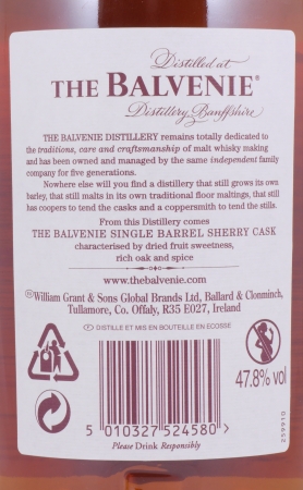 Balvenie 2005 15 Years Single Barrel European Oak Sherry Butt Cask No. 15651 Highland Single Malt Scotch Whisky 47.8%
