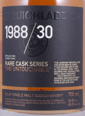 Bruichladdich 1988 30 Years Refill Bourbon und Refill Squat Hogsheads The Untouchable Rare Cask Islay Single Malt Scotch Whisky 46,2%