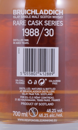 Bruichladdich 1988 30 Years Refill Bourbon und Refill Squat Hogsheads The Untouchable Rare Cask Islay Single Malt Scotch Whisky 46,2%