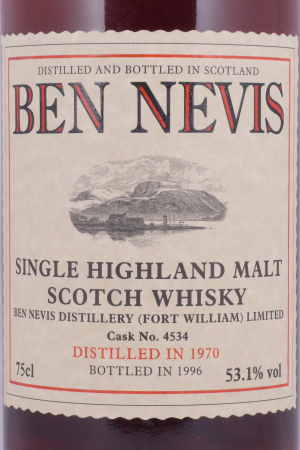 Ben Nevis 1970 26 Years Bourbon Cask No. 4534 Highland Single Malt Scotch Whisky Cask Strength 53.1%