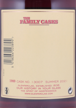 Glenfarclas 1989 31 Years The Family Casks First Fill Sherry Butt Cask No. 13007 Highland Single Malt Scotch Whisky 51,9%