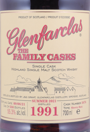 Glenfarclas 1991 29 Years The Family Casks Summer 2021 First Fill Sherry Butt Cask No. 5676 Highland Single Malt Scotch Whisky 55,3%