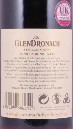 Glendronach 1990 28 Years Pedro Ximenez Sherry Puncheon Cask No. 5476 Highland Single Malt Scotch Whisky 49,9%