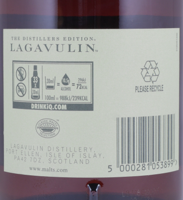 Lagavulin 2002 16 Years Distillers Edition 2018 Special Release lgv.4/507 Islay Single Malt Scotch Whisky 43,0% 1,0L