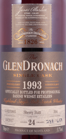 Glendronach 1993 24 Years Sherry Butt Cask No. 394 Highland Single Malt Scotch Whisky 51,7%