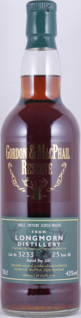 Longmorn 25 Years Sherry Cask No. 3233 Gordon und MacPhail Reserve Speyside Single Malt Scotch Whisky 43,0%