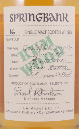 Springbank 1991 16 Years Rum Wood Limited Wood Expressions Campbeltown Single Malt Scotch Whisky Cask Strength 54,2%