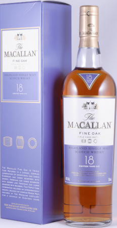 Macallan 18 Years Fine Oak Triple Cask Matured Bourbon and Sherry Oak Casks Highland Single Malt Scotch Whisky 43.0%