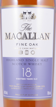 Macallan 18 Years Fine Oak Triple Cask Matured Bourbon und Sherry Oak Highland Single Malt Scotch Whisky 43,0%