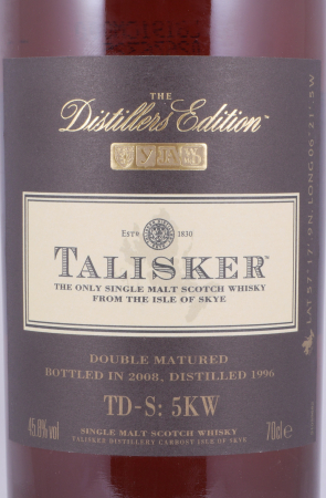 Talisker 1996 12 Years Distillers Edition 2008 Special Release TD-S: 5KW Isle of Skye Single Malt Scotch Whisky 45.8%