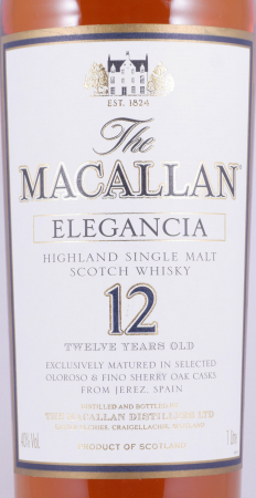 Macallan 12 Years Elegancia Sherry Oak Casks Highland Single Malt Scotch Whisky 40.0% 1.0L