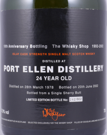 Port Ellen 1978 24 Years Sherry Butt 10th Anniversary Bottling of The Whisky Shop Islay Single Malt Scotch Whisky 57.9%
