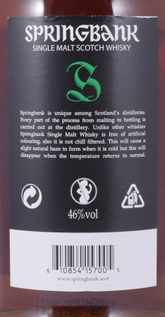 Springbank 15 Years Limited 2020 Edition Campbeltown Single Malt Scotch Whisky 46.0%