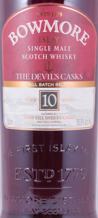 Bowmore The Devils Casks 1 10 Years First Fill Sherry Casks Small Batch Release Islay Single Malt Scotch Whisky 56.9%