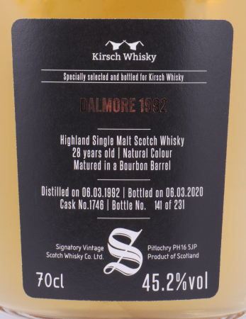 Dalmore 1992 28 Years Bourbon Barrel Cask No. 1746 Signatory Vintage Cask Strength Highland Single Malt Scotch Whisky 45,2%