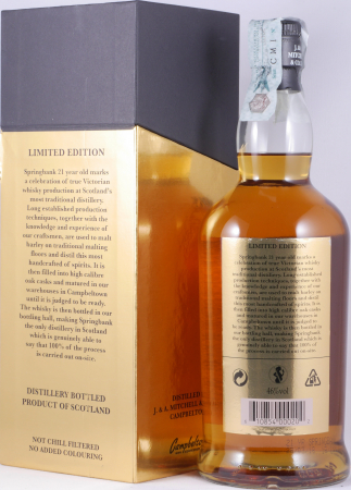 Springbank 21 Years Limited 2018 Edition Rum and First Fill Bourbon Casks Campbeltown Single Malt Scotch Whisky 46.0%